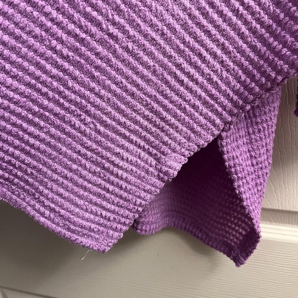 Zenana Outfitters Purple  Waffle Knit Top Dolman Sleeves Large/XLarge - Picture 6 of 6